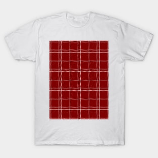 Dark Christmas Candy Apple Red Plaid Check with White T-Shirt